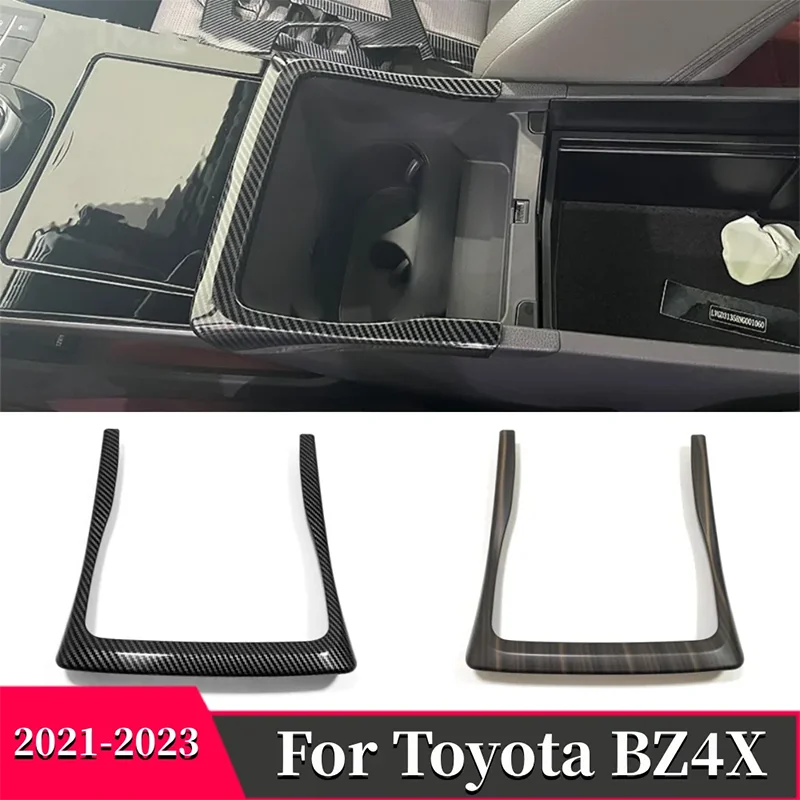 Car ABS carbon fiber interior parts suitable for Toyota Bz4x wood grain water cup decorative frame
