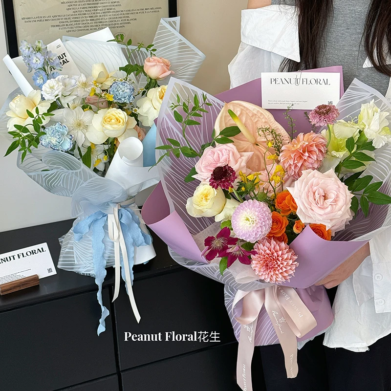 2024 Luxury 58*58cm Mexican Flower Wrapping Paper Quicksand Design Printed Flower Packaging Paper for Florist