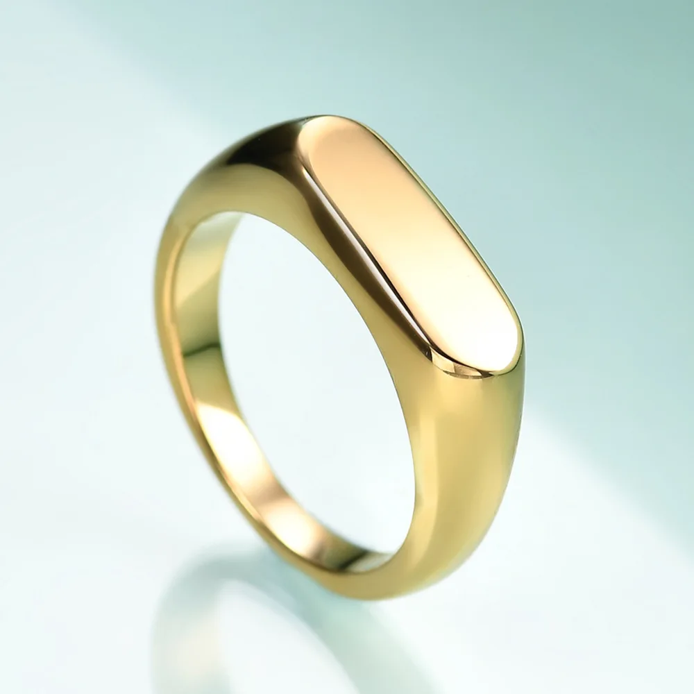 Для нанесения массивные кольца personlise нержавеющая сталь Pvd 18K Позолоченные ювелирные изделия из нержавеющей стали кольцо-купол не тускнеет