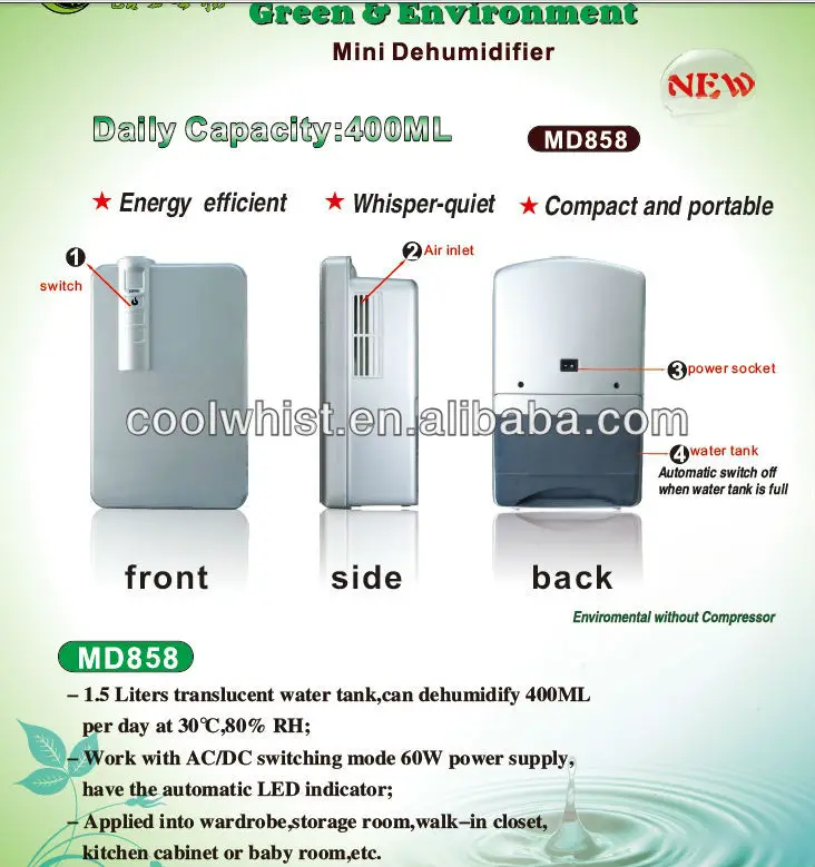 MD302  250ML/D Dehumidification capacity Dehumidifier Small household indoor basement dry moisture absorbent clothes dryer