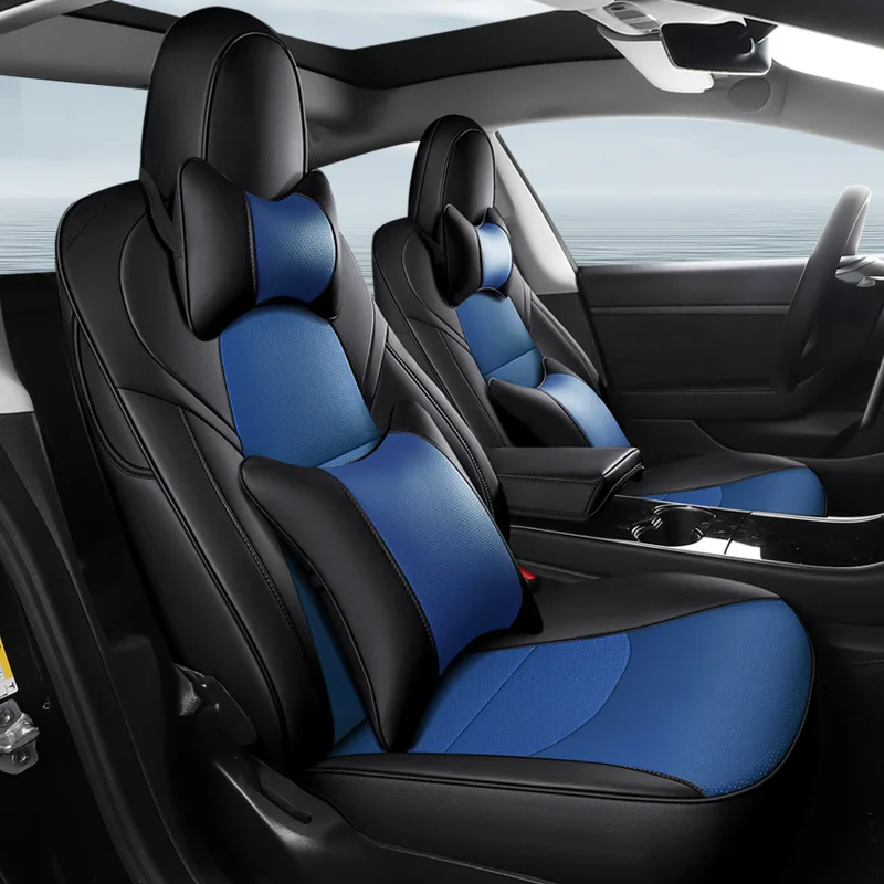 Designer auto accessories luxury car interior 360 degrees all inclusive leather car seat covers full set for tesla model 3
