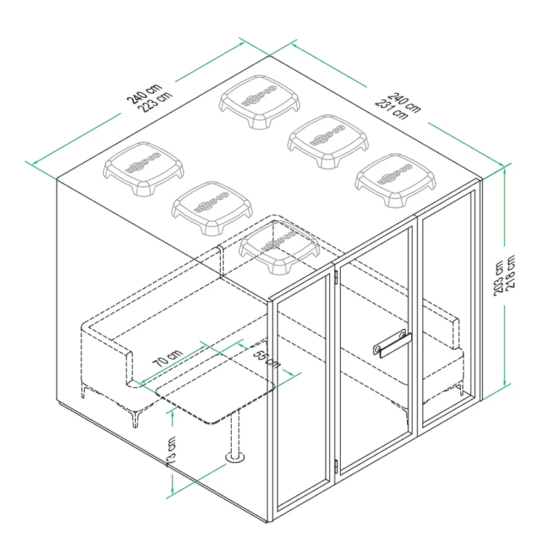 Wholesale Soundproof Pod Office Meeting C POD 3.0 See Through Glass Silence for 4-6 Seater Noise Cancelling Recording Booth
