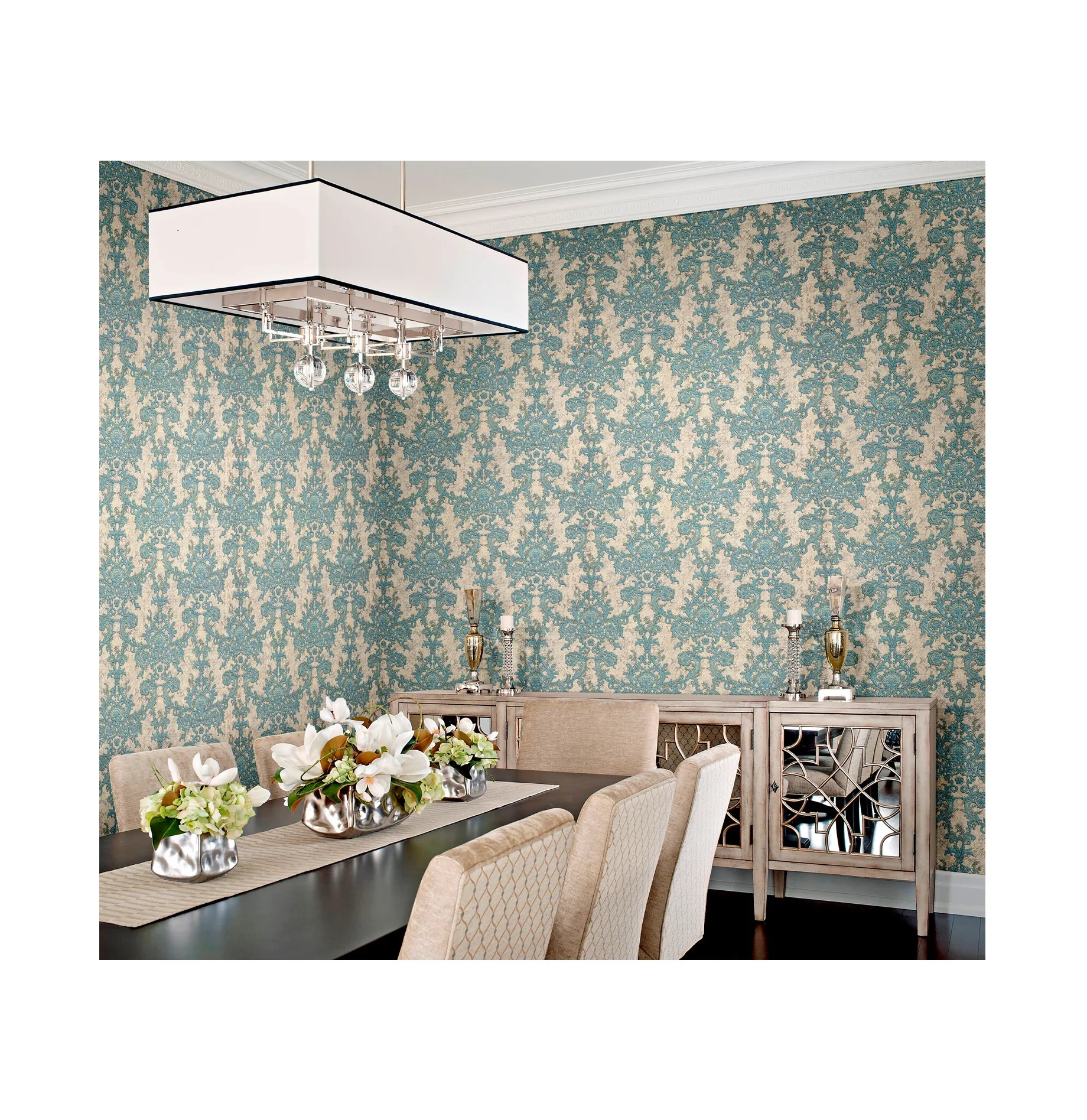 
Современные виниловые итальянские обои из италии с Дамасским узором 