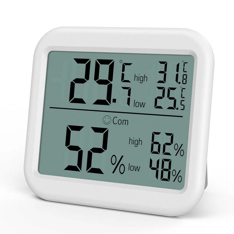 Free Sample High Low Records Digital Hygrometer Indoor Thermometer Plastic LCD Monitors Temperature and Humidity Monitor