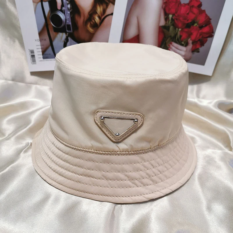  Hot Sale Designer Nylon Name Brand Bucket Hat Metal Logo Classical Luxury Hats