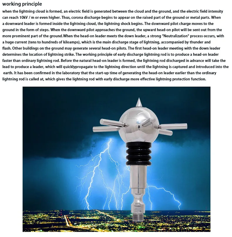 Умная Система пневматического терминала, защитный шаровой молниеотвод с кронштейном для дома, офиса, виллы
