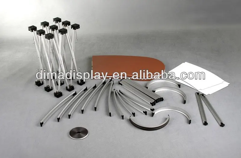 Foldable Pop Up Counter Aluminum Promotion Counter Table Curved Shape