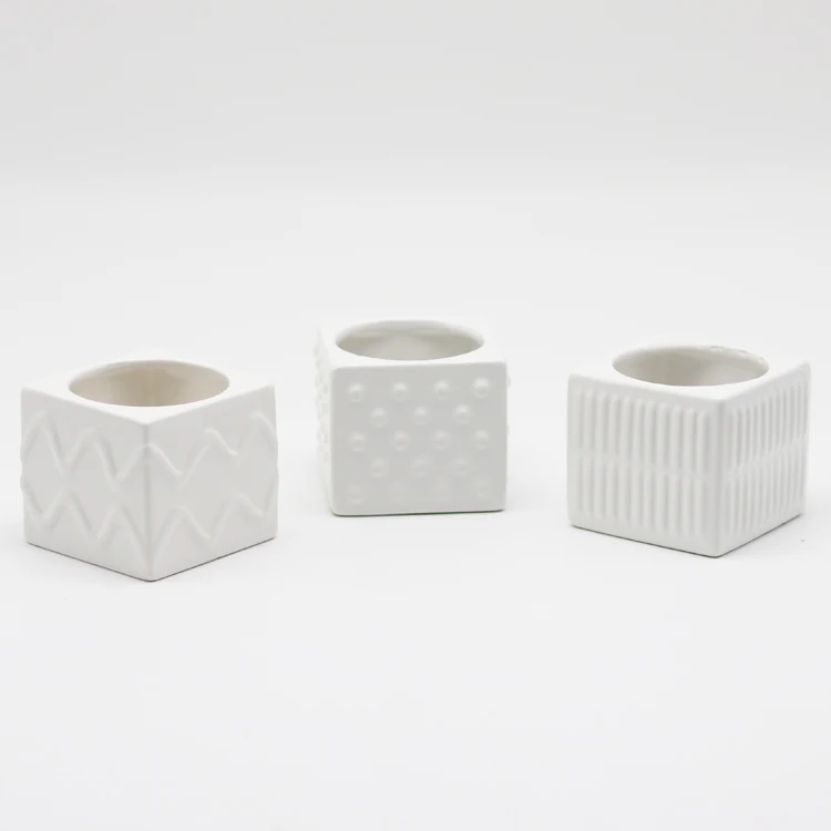 Wholesale square small flower pots succulent growing ceramic pots