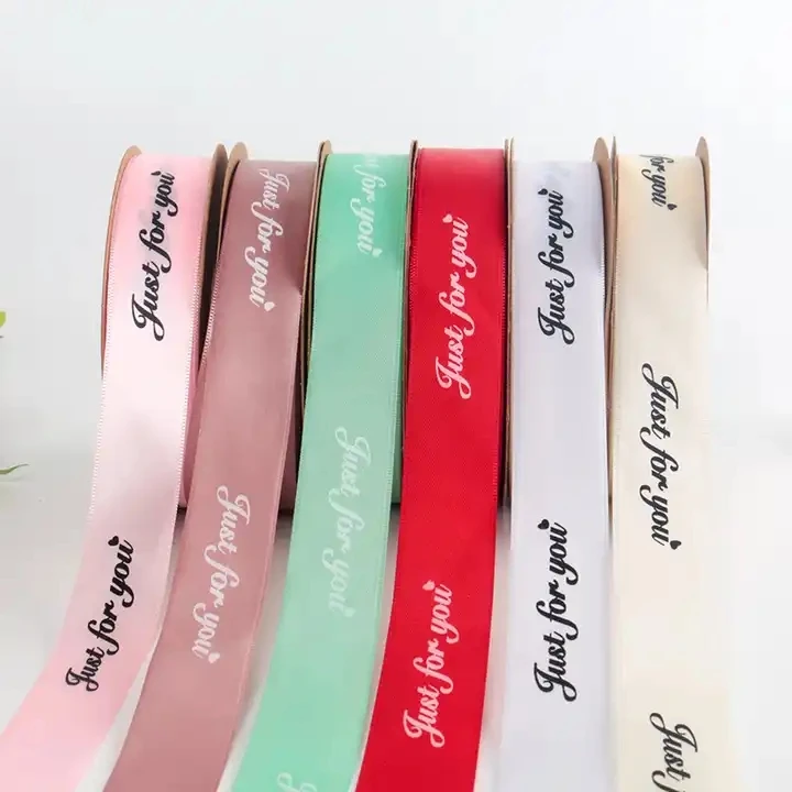 HENGWEI Manufacturer custom ribbon with logo decorative 100% polyester ribbon roll solid color for craft