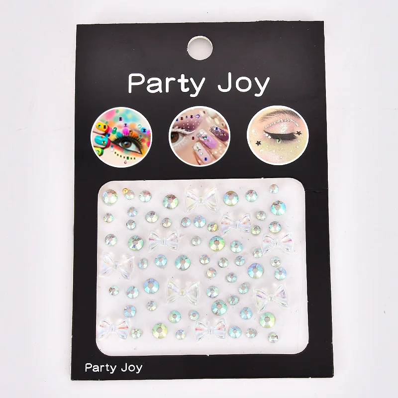 New Design 26 Styles Single Glued DIY Eye Jewel Stickers Forehead Face Crystal Rhinestone Acrylic Gems Decorative Stickers