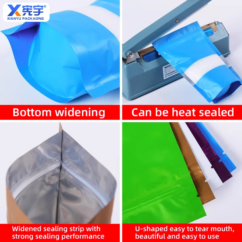 250g Reusable Sealed Colored Aluminum Foil Zipper Bag With Window Frosted Black Stand up Smell Proof Food Zipper Mylar Pouch