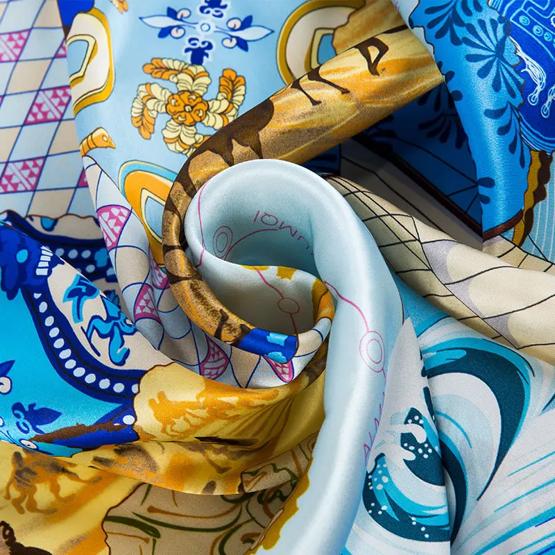 Fashion Most Popular China Custom 100% Pure Print Women Silk Scarf 90*90cm