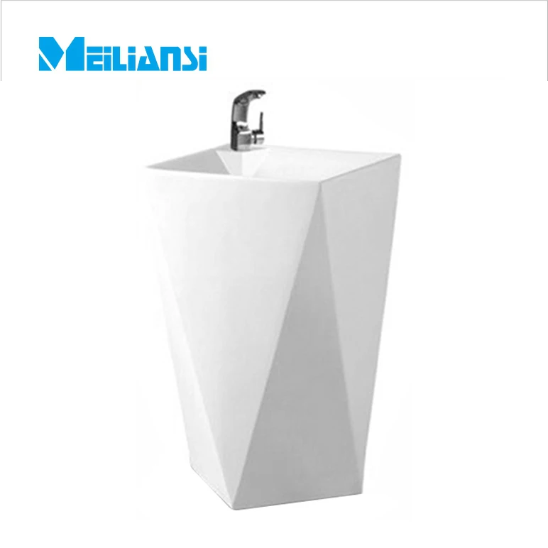 Bath Room Marble Unique Pedestal Sinks Free Standing Wash Basin For Construction Industries