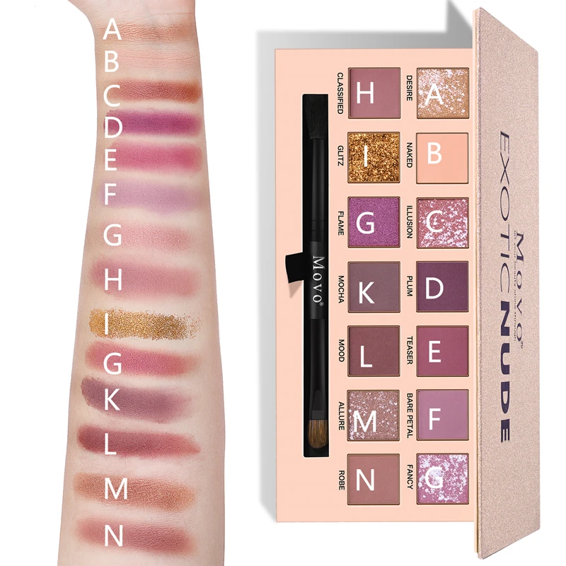 Eye Cosmetics 14 Colors Eye Shadow Makeup Pallet Shimmer Glitter Eyeshadow Powder Palette with Brush Gift Set