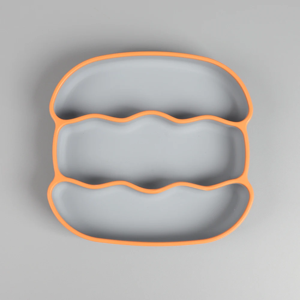 Eversoul Custom Personalized Dual Colors Silicone Kids Baby Dining Feeding Set Divided Suction Plates Baby Plate