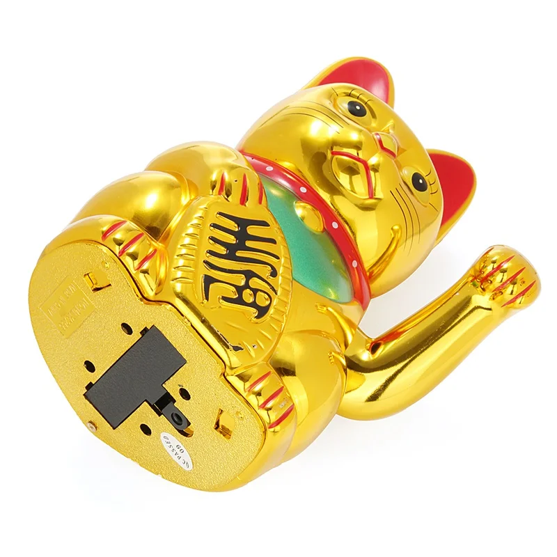 Plastic Maneki Neko Battery Operated Maneki Neko Lucky Fortune Cat Waving Arm Gold Japanese Lucky Cat