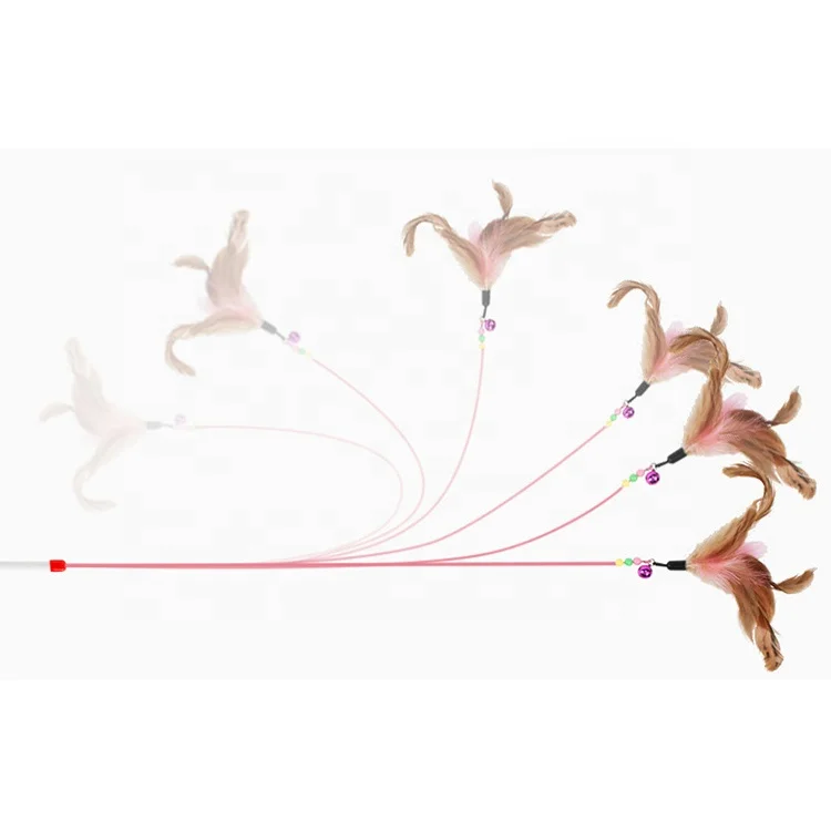 Pink Feather Teaser Wand Cat Toy