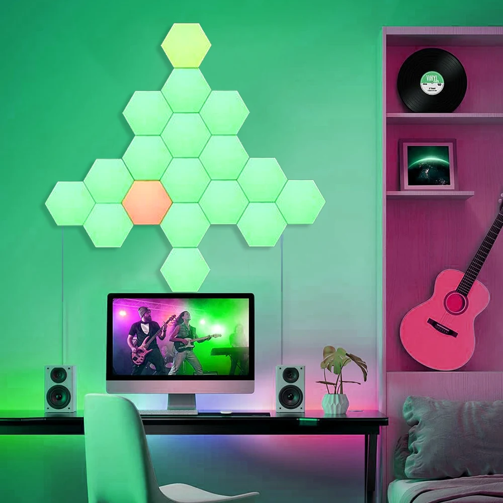 6pack Rgb Wall Lights Indoor Modern Home Touch Sensor Honeycomb Geometric Panels Hexagonal Led Light Wall Lamp