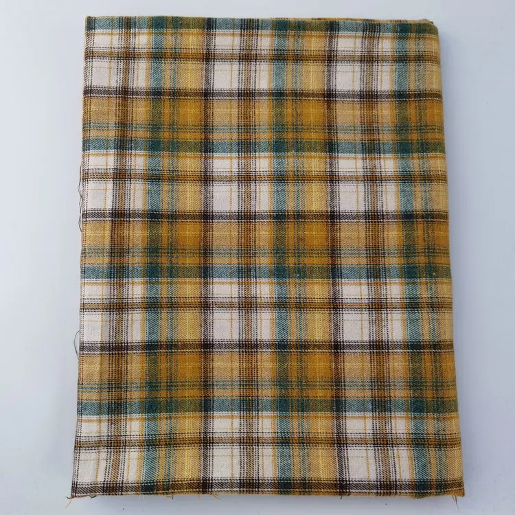 Polyester cotton yarn dyed tartan peach sanded flannel high quality plaid shirt fabric