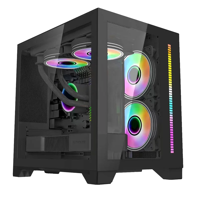 Side Tempered Glass ITX/M-ATX Pc Case Gaming Cabinet Computer Cpu Server Chassis