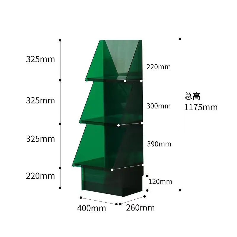 Acrylic Bookshelf Floor Storage Rack Living Room Display Rack Storage Christmas Tree Style