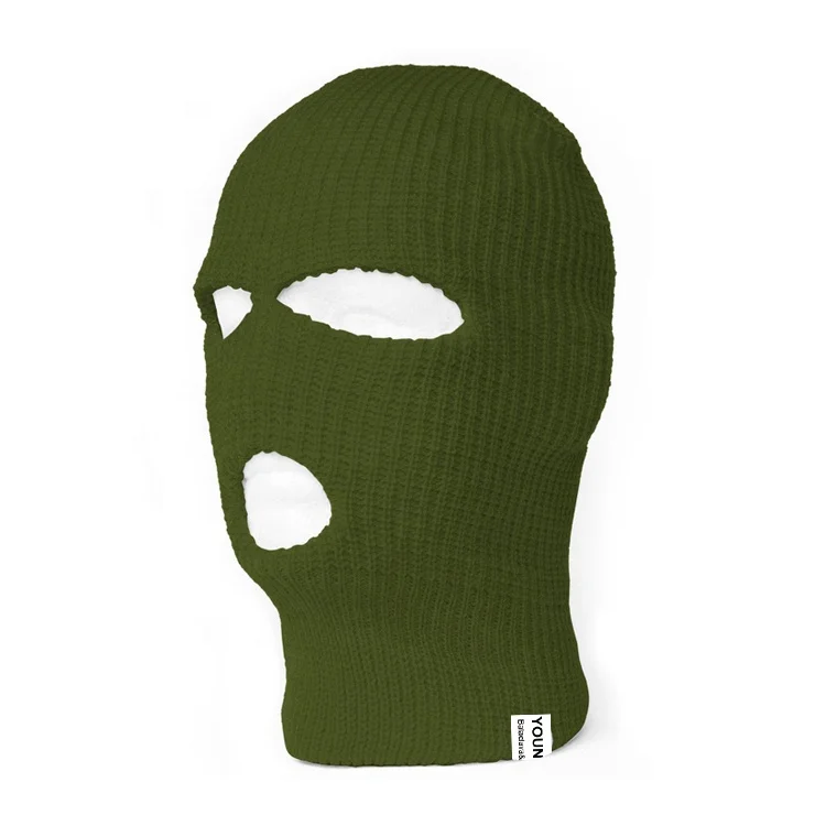 Factory wholesale  100% acrylic ski face winter balaclava keep warm  ski knitted hat  woven  label 3 hole camouflage balaclava