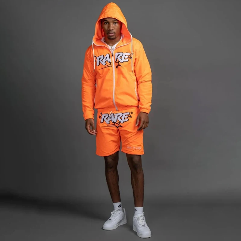 Custom Logo Men Jacket Shorts Reflect Sweatsuit Brand Summer Clothing Outfits Casual Two Piece Mens Reflective Tracksuit Sets