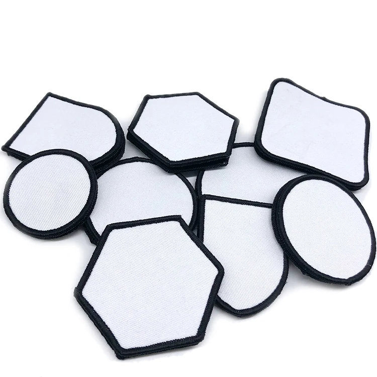 Blank Sublimation Patch Custom White Blank Patch With Black Trim Edge Sublimation Printing Patch