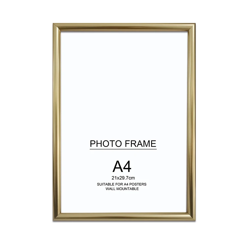 Simple Plastic Wall Hanging Tabletop Graduation Diploma Gold Picture Frame A4