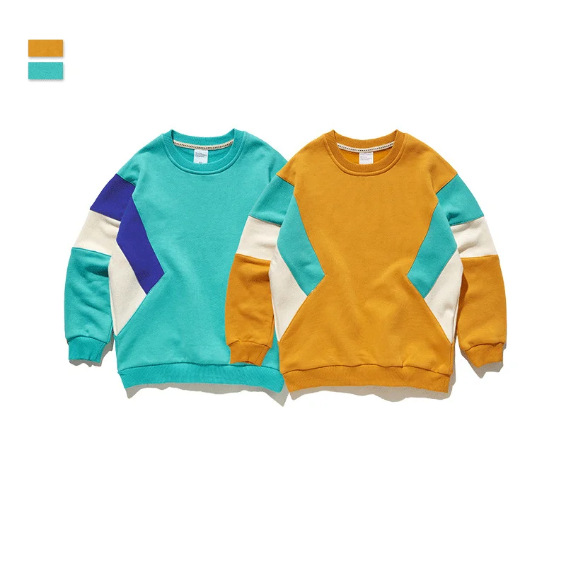 
High Quality Super Soft three color matching loose shoulder round neck boy Sweatshirt 