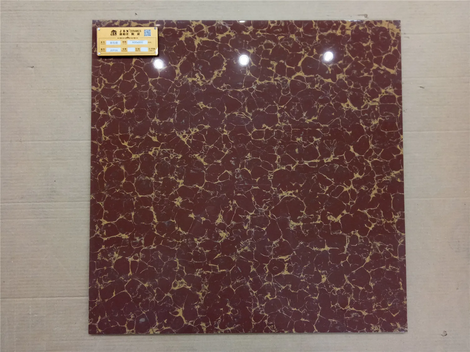 Modern Classic Burgundy Polished Porcelanato 60x60cm Porcelain Ceramic Floor Tiles 5mm Thickness Stone Texture Villas 5 years