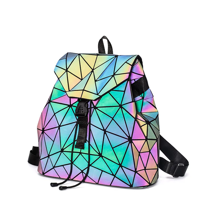 Hot Sale  Fashion Large Capacity Laser Luminous Geometric Rhombus Backpack