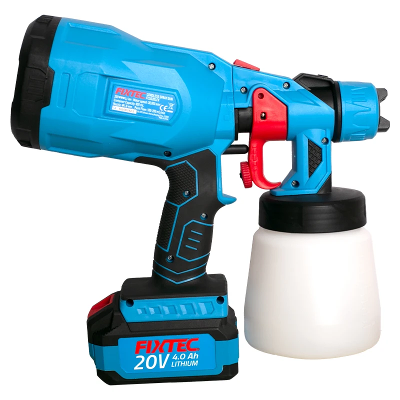 FIXTEC 2.0Ah Li-Ion Battery 20V Cordless Non-Drip Paint Spray Gun Wall Painting Machine
