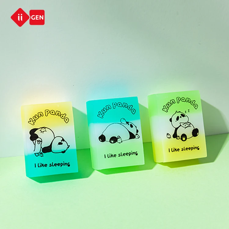 IIGEN Panda design Candy Color PVC Erasers For Children Stationery Eraser Rubber Kawaii Eraser For Pencil