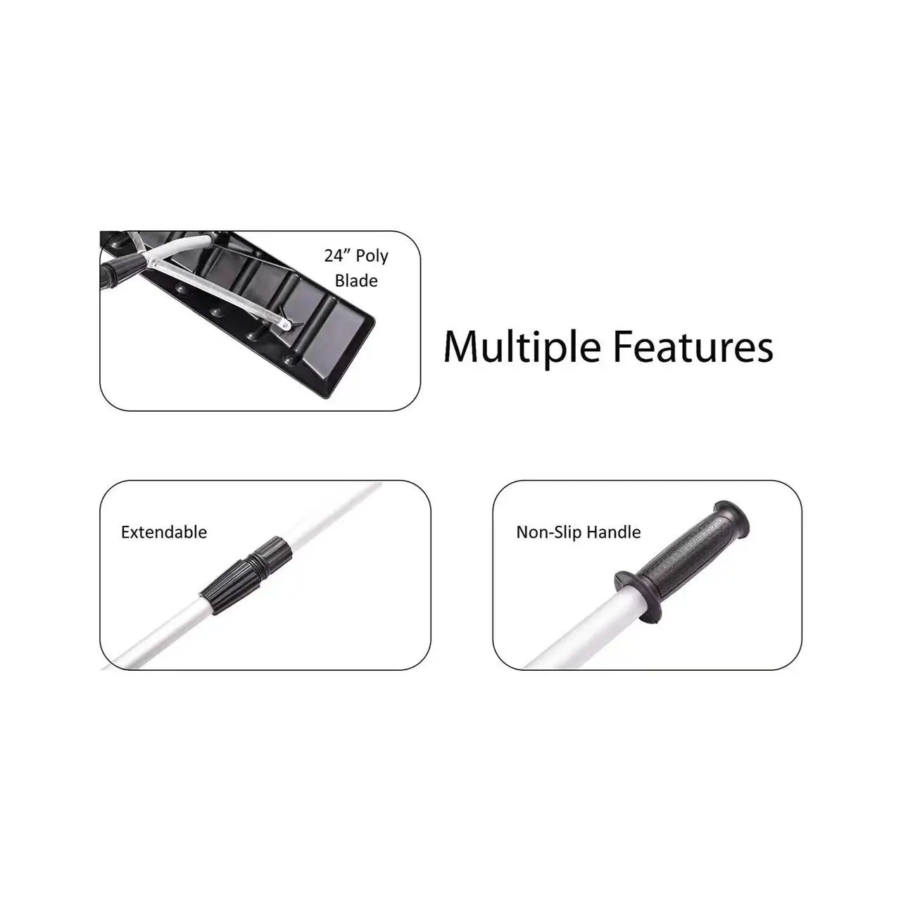 Telescopic Snow Roof Scraper Roof Snow Rake, Roof Snow Shovel with Telescopic Aluminum Tube