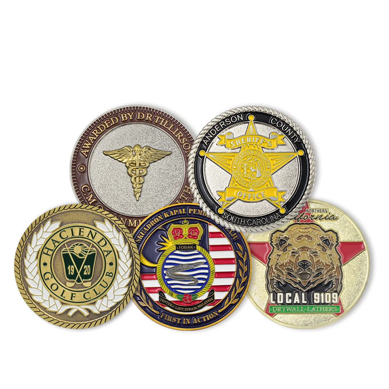 Souvenir Gold Coin Display Box Brass Silver Copper Sublimation Antique Gold Plating Soft Enamel Plated Custom Challenge Coins