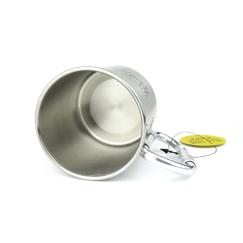 portable outdoor stainless steel carabiner best travel beer mug with foldable handle camping cups & mugs coffee tea beer cup