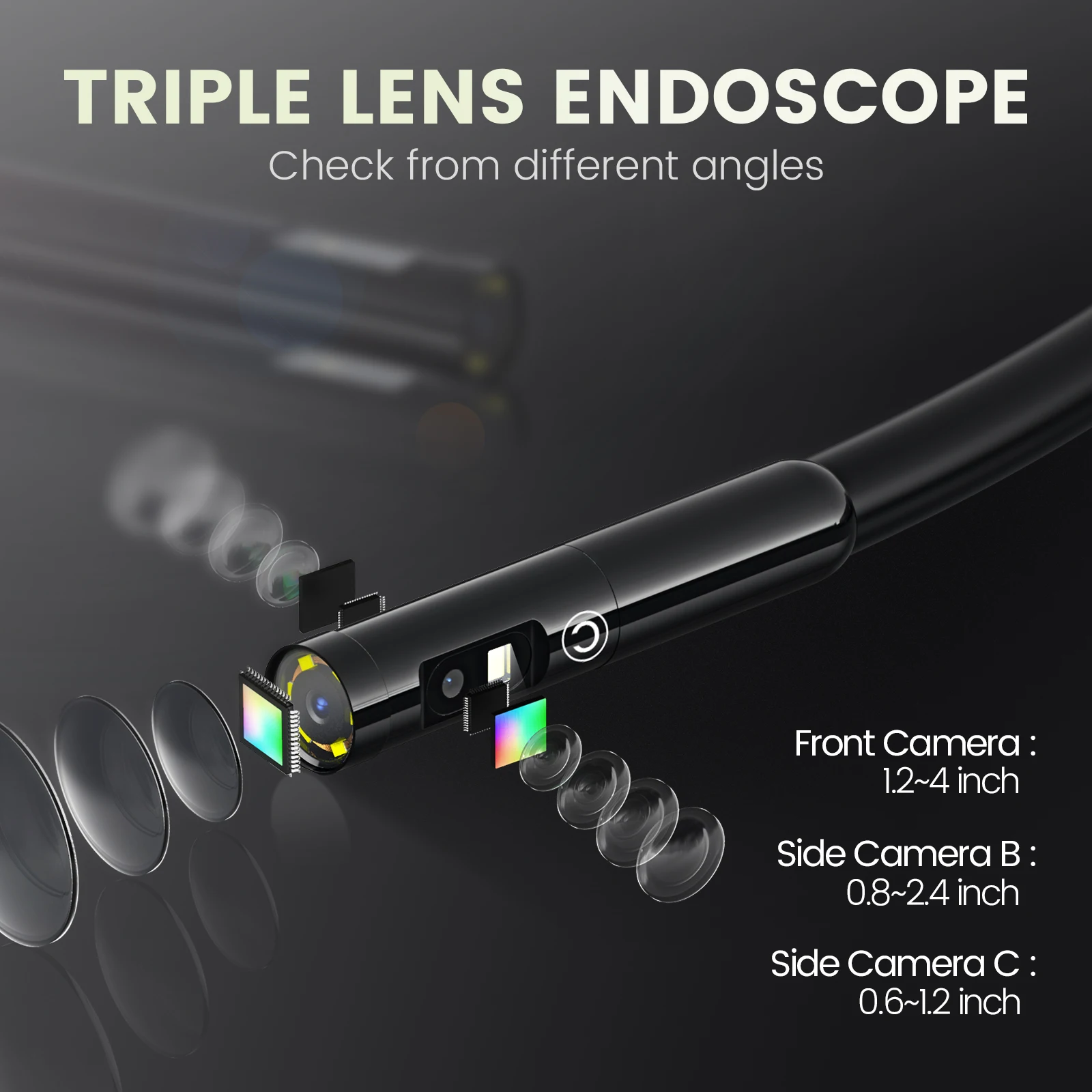 World Exclusive Three Lens Video Endoscope Camera Teslong TS43 4.3Inch HD LCD Inspection Snake Camera 5m Industrial Borescope