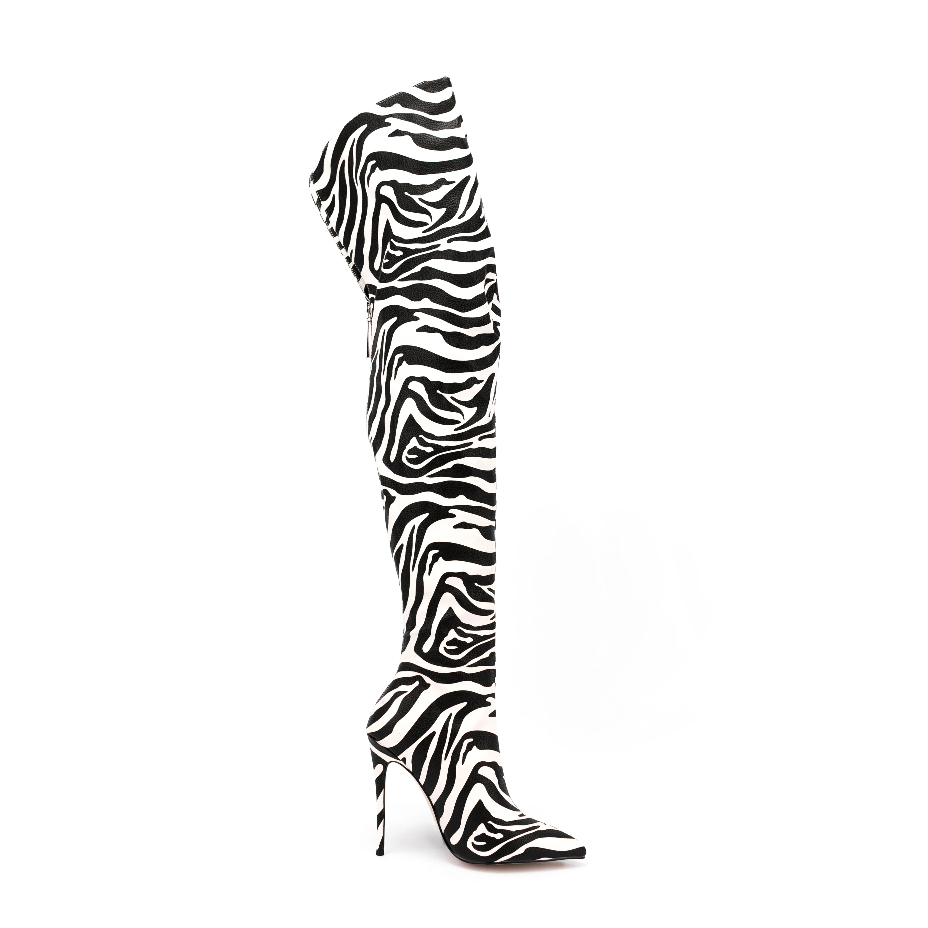 New Sexy Zebra high heels Over The Knee boots for women wide calf thigh high boots