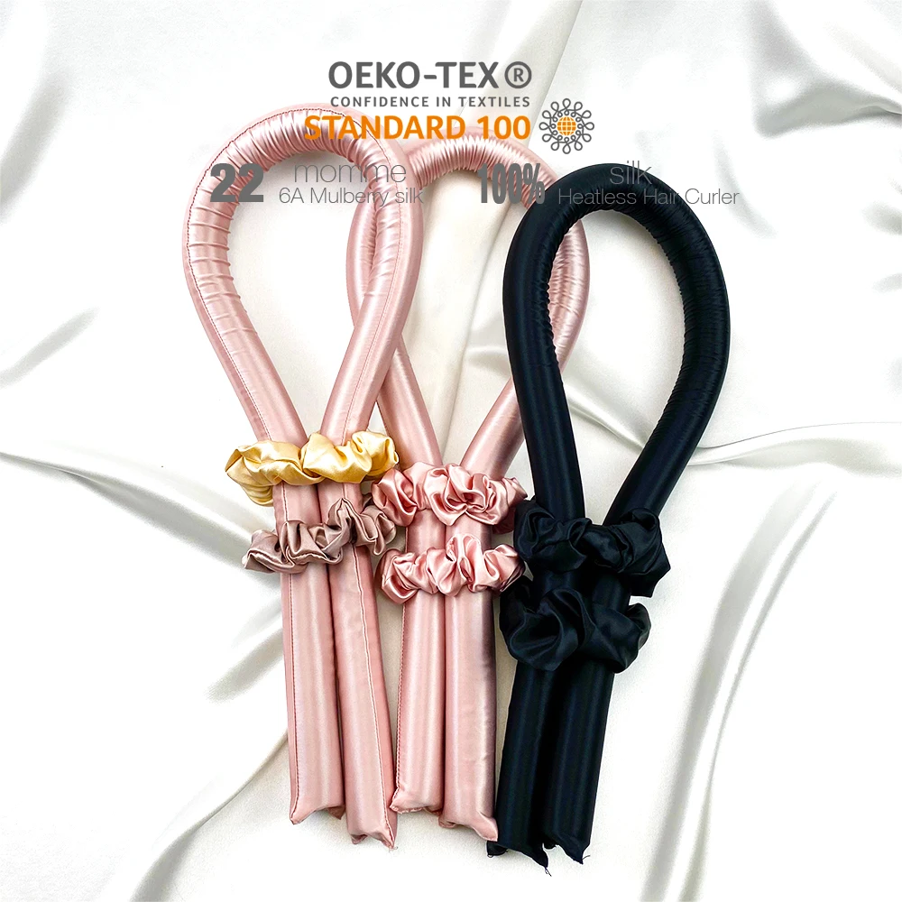 wholesale Hot silk hair curling ribbon silk scrunchies heatless ribbon curls heatless silk curler
