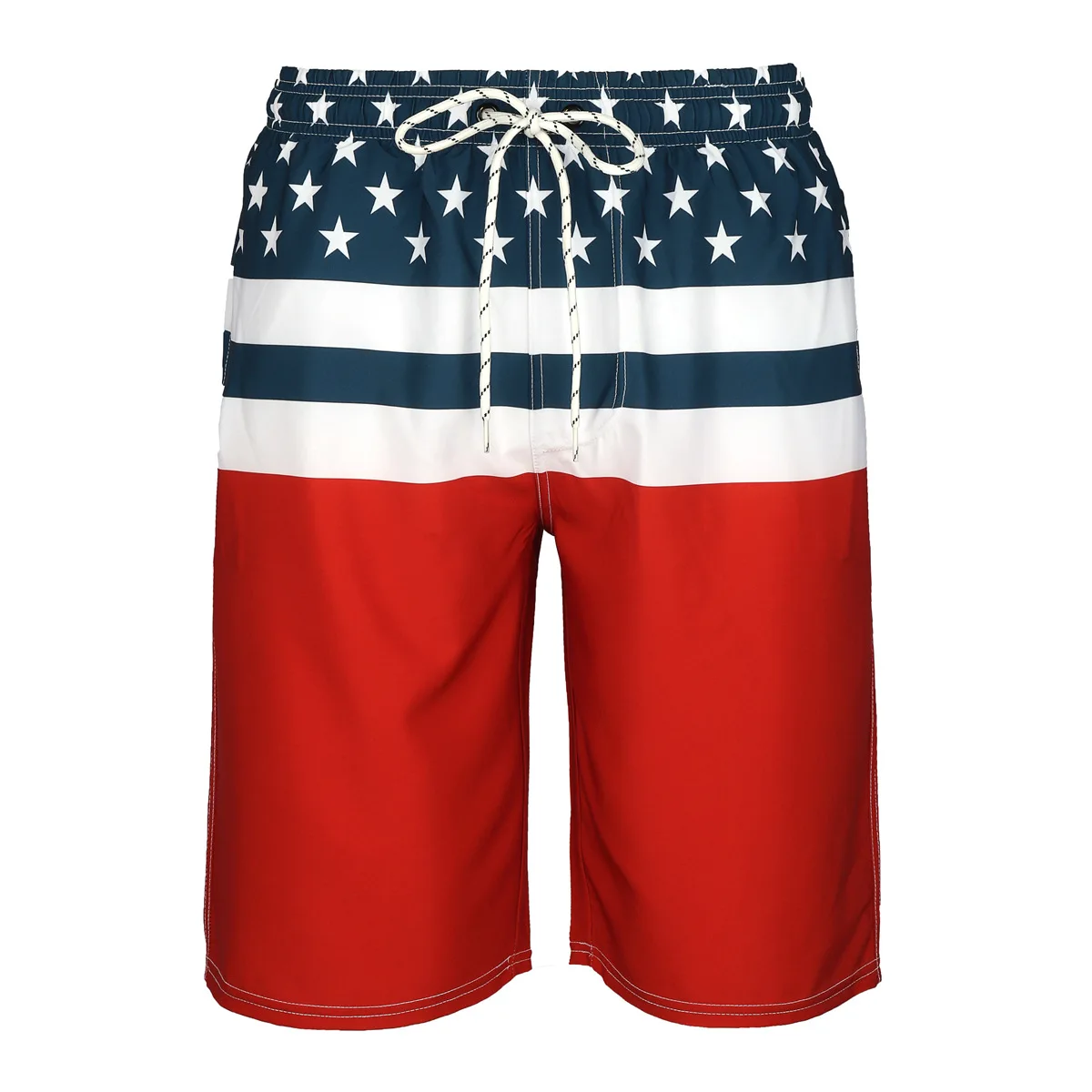 Custom 4 Way Stretch Printed American Flag Swim Shorts Men Beach Trunks