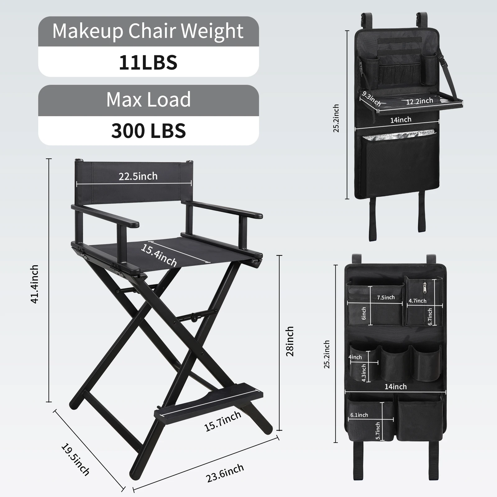 Relavel Makeup Chair with Head Rest for Studio Salon Tall Folding Directors Chair Folded Makeup Artist Stool Chair