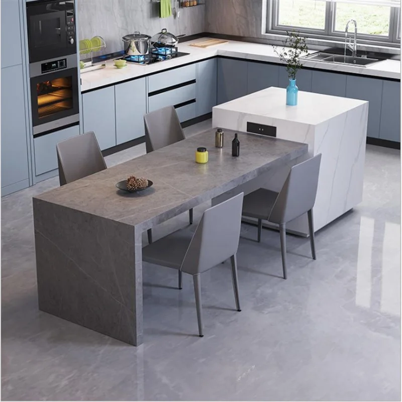 Retractable slate island modern minimalist open kitchen island bar slate dining table island integrated