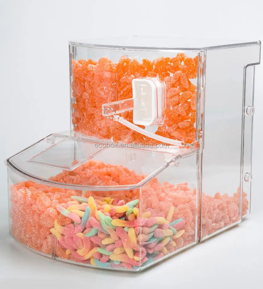 Customized plastic bulk acrylic candy box bin storage containers for retail store supermarket