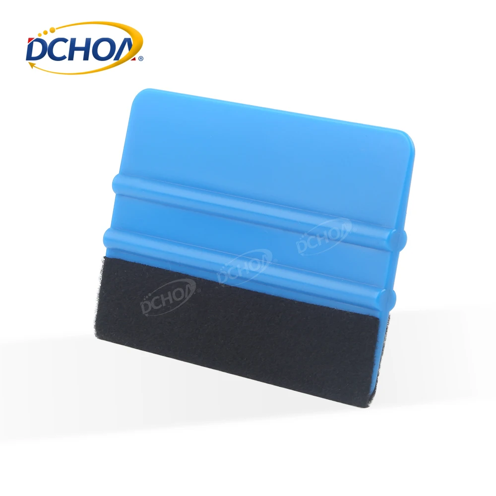 DCHOA 4' Wholesale Window Tint Tools Installing Blue Squeegee With Fabric Felt Vinyl Wrapping Squeegee tools