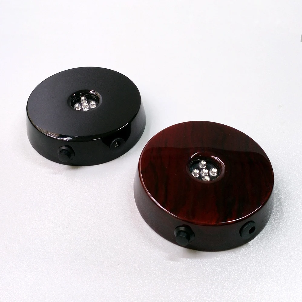 New arrival!!! Round Cherry lacquer finish Black 3D crystal led light base