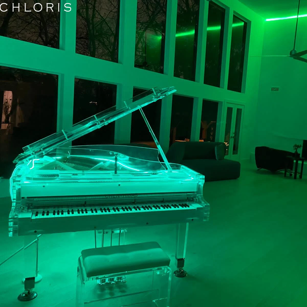 LED Colorful Clear Acrylic  Grand Piano Chloris HG-168A for sale Crystal piano