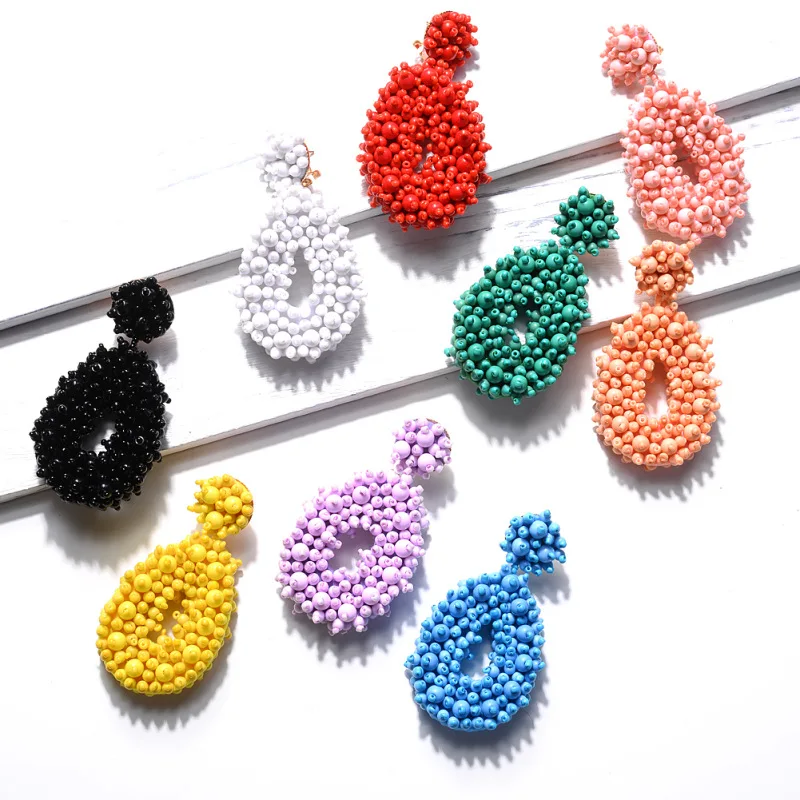 Hand-woven rice beads trending jewelry products 2023 new arrivals drop chandelier earring