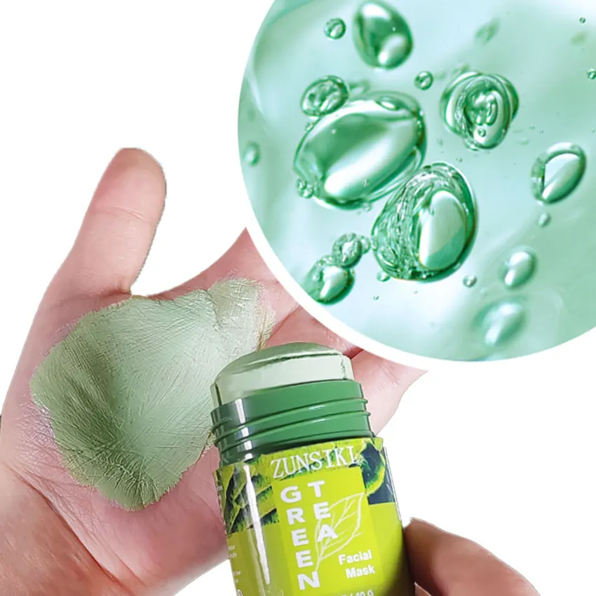 UPDATED formula Natural Green Tea Hyaluronic Acid Aloe Vera Mud stick Refreshing Plant Extract Deep Cleanse Face Clay Masking