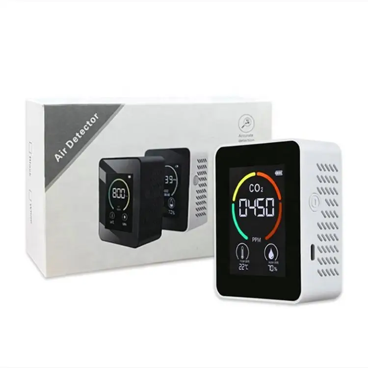 Air quality CO2 test carbon dioxide meter Gas detector temperature humidity blacklight USB Recharge CO2 Monitor sensor